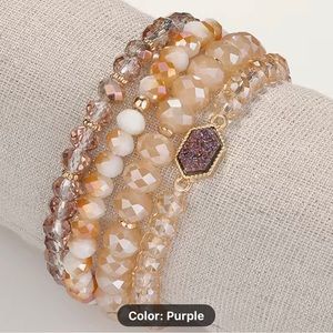 Crystal Resin Cluster Bracelet 4pcs Set(9 colors)